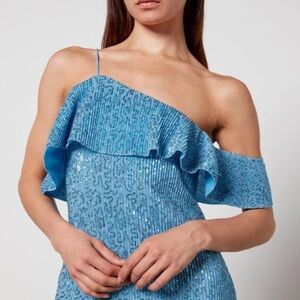 Stine Goya Kenza Sequin Embellished Off The Shoulder Ruffle Mini Dress